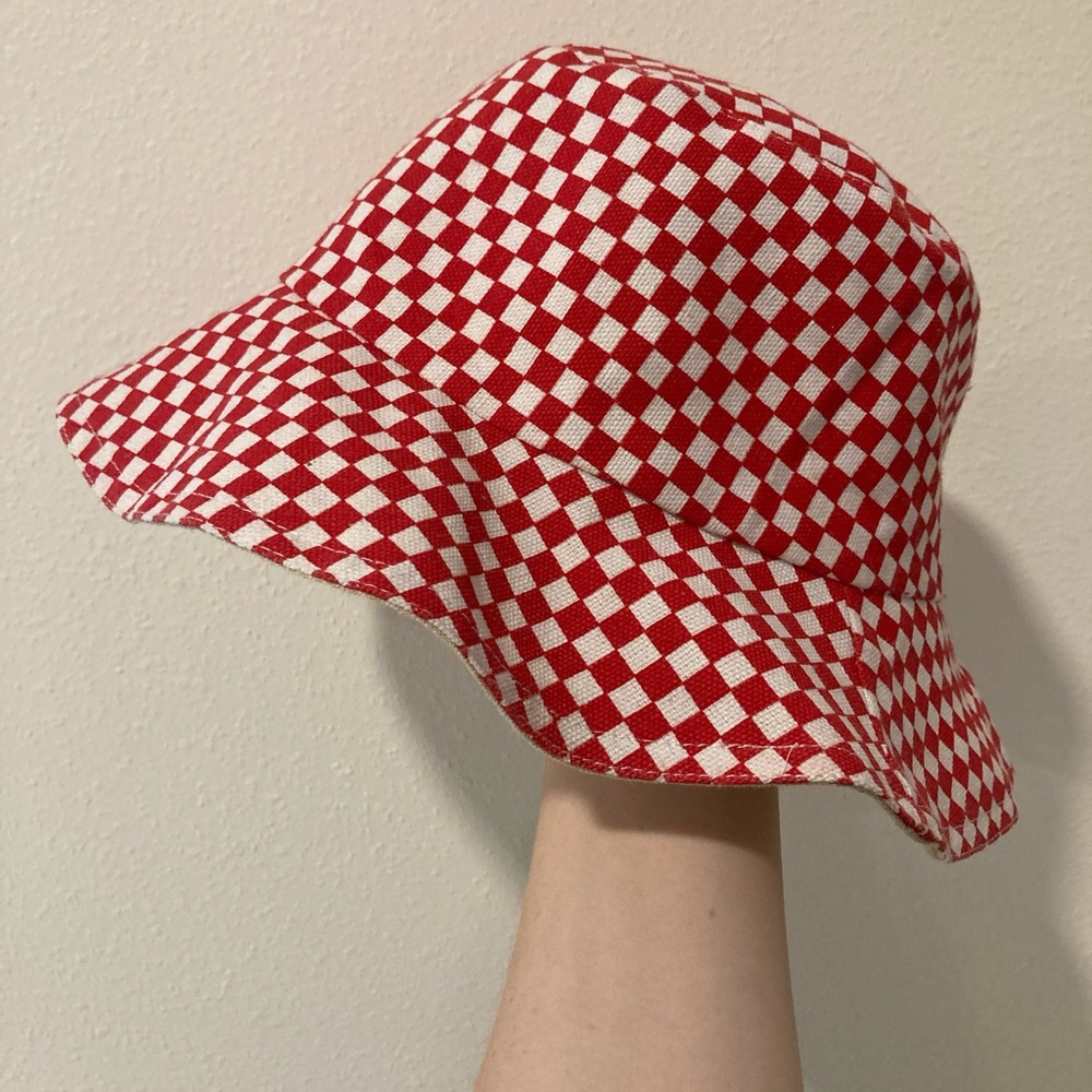 Red and White Checkered Bucket Hat
